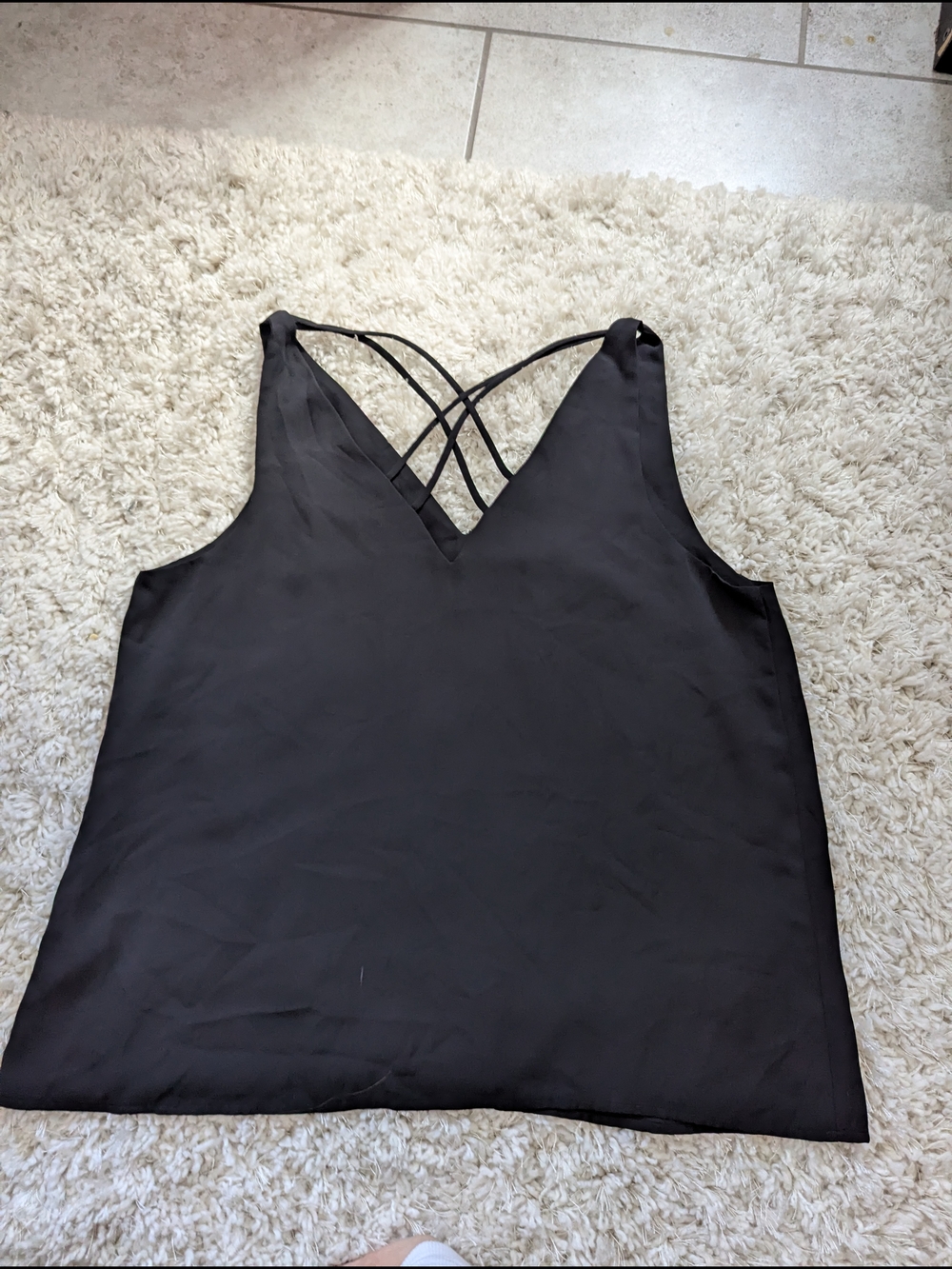Express Black V-Neck Cami with Crisscross Back
